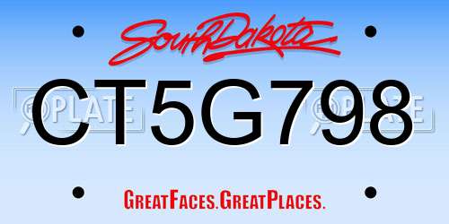 CT5G798 South Dakota License Plate