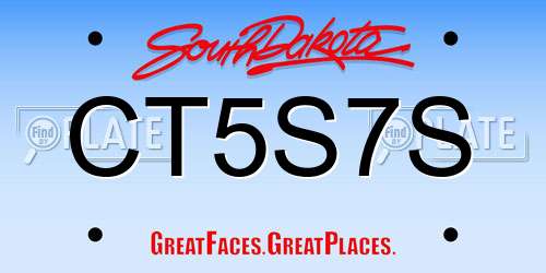 CT5S7S South Dakota License Plate