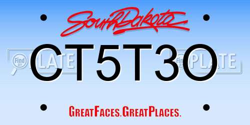 CT5T3O South Dakota License Plate