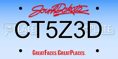CT5Z3D South Dakota License Plate