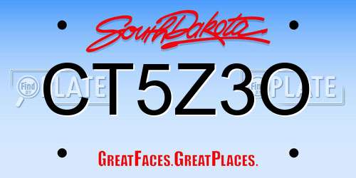 CT5Z3O South Dakota License Plate
