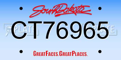 CT76965 South Dakota License Plate