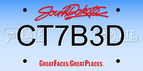 CT7B3D South Dakota License Plate