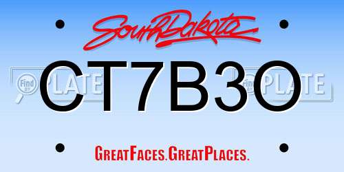 CT7B3O South Dakota License Plate