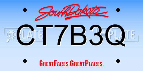 CT7B3Q South Dakota License Plate