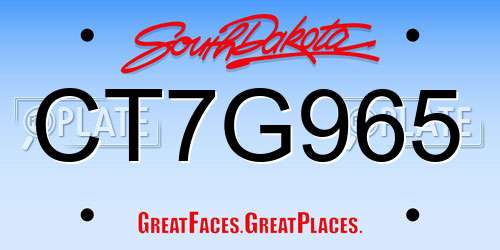 CT7G965 South Dakota License Plate