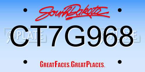 CT7G968 South Dakota License Plate