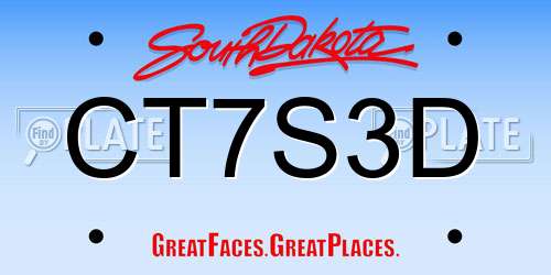 CT7S3D South Dakota License Plate
