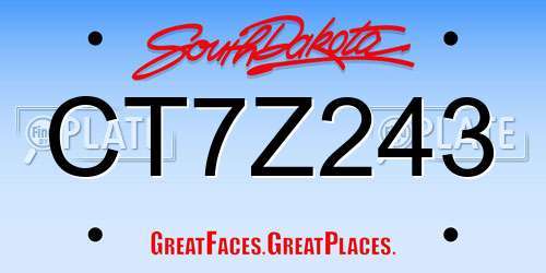 CT7Z243 South Dakota License Plate