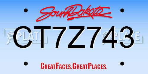 CT7Z743 South Dakota License Plate