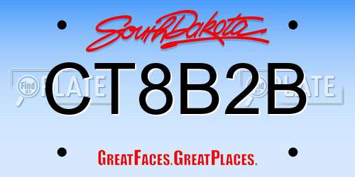 CT8B2B South Dakota License Plate
