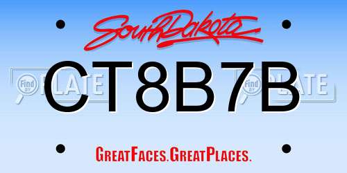 CT8B7B South Dakota License Plate
