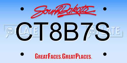 CT8B7S South Dakota License Plate