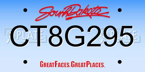 CT8G295 South Dakota License Plate