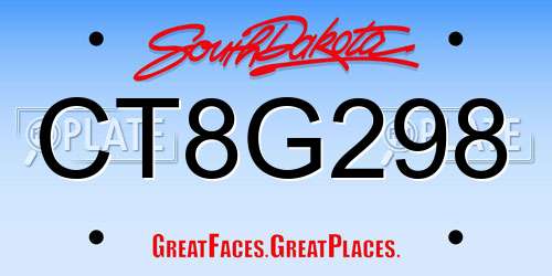 CT8G298 South Dakota License Plate