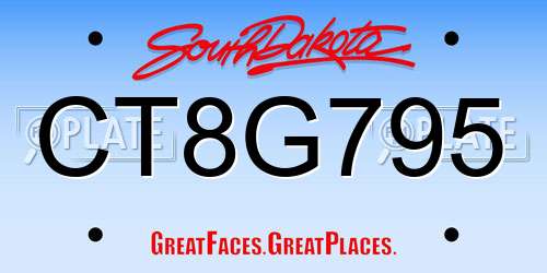 CT8G795 South Dakota License Plate