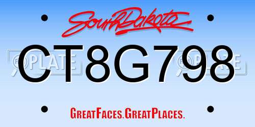 CT8G798 South Dakota License Plate
