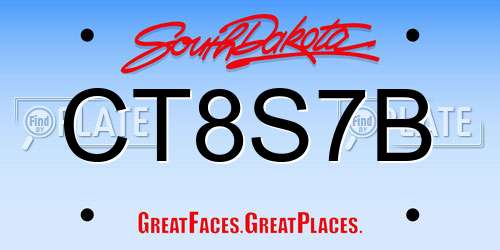 CT8S7B South Dakota License Plate