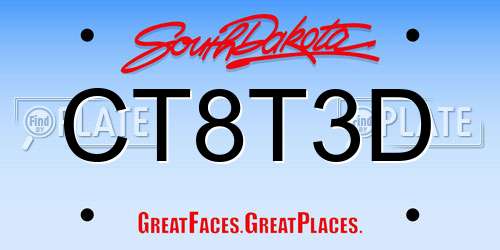 CT8T3D South Dakota License Plate