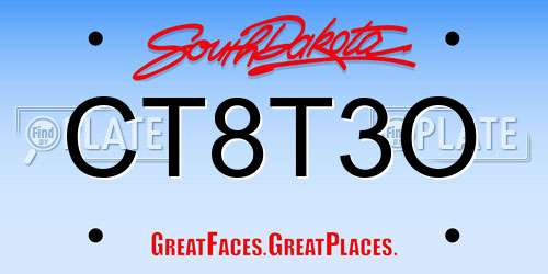 CT8T3O South Dakota License Plate