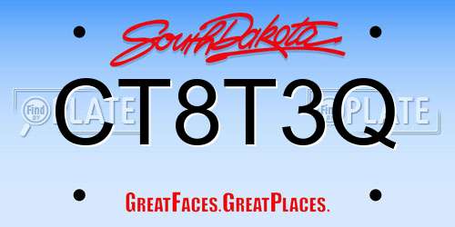 CT8T3Q South Dakota License Plate