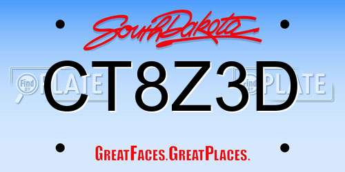 CT8Z3D South Dakota License Plate