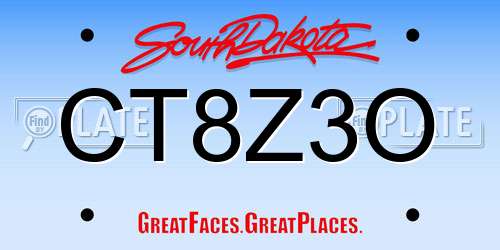 CT8Z3O South Dakota License Plate