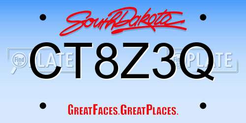 CT8Z3Q South Dakota License Plate
