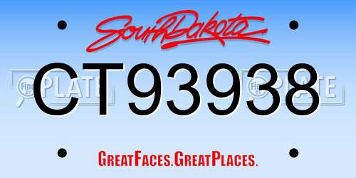 CT93938 South Dakota License Plate