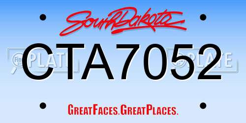 CTA7052 South Dakota License Plate