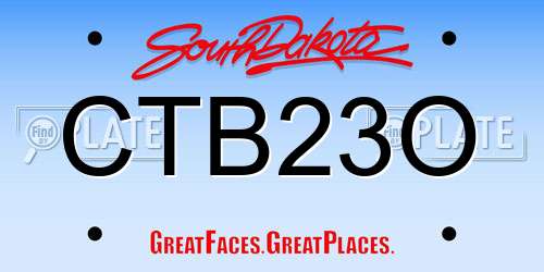CTB23O South Dakota License Plate