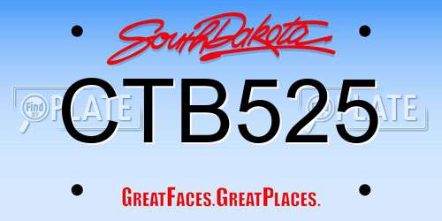 CTB525 South Dakota License Plate