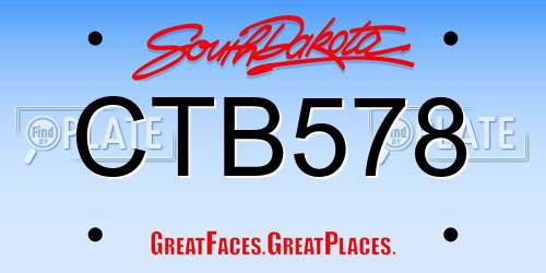 CTB578 South Dakota License Plate