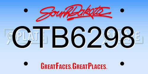 CTB6298 South Dakota License Plate