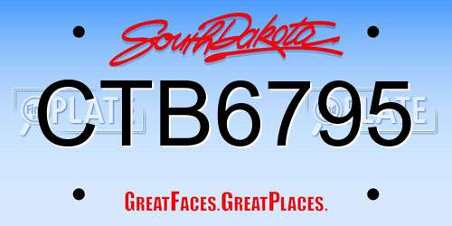 CTB6795 South Dakota License Plate
