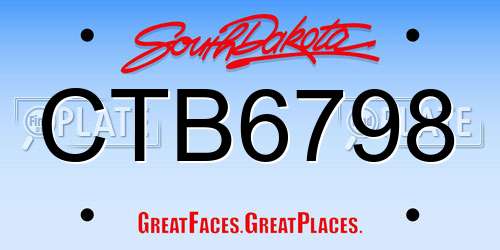 CTB6798 South Dakota License Plate