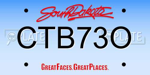 CTB73O South Dakota License Plate