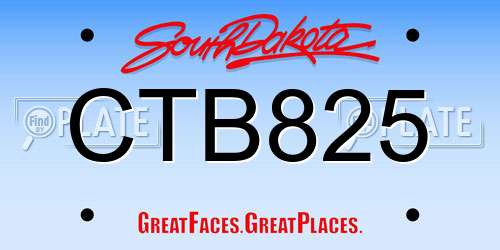 CTB825 South Dakota License Plate