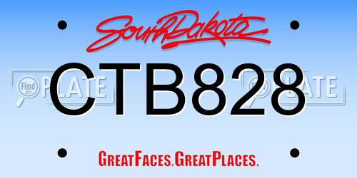 CTB828 South Dakota License Plate