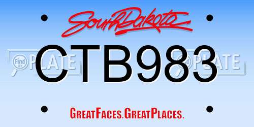 CTB983 South Dakota License Plate