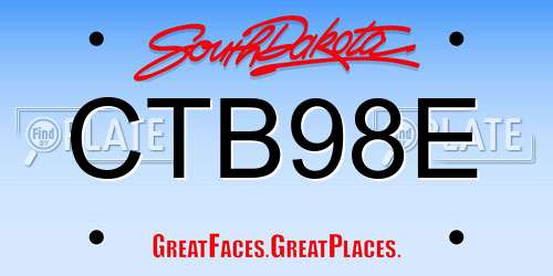 CTB98E South Dakota License Plate
