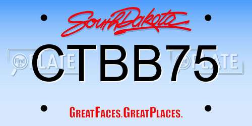 CTBB75 South Dakota License Plate