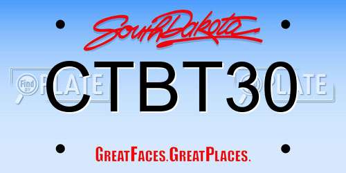 CTBT30 South Dakota License Plate