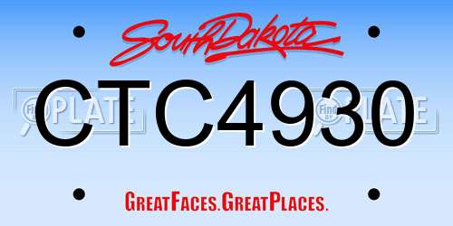 CTC4930 South Dakota License Plate