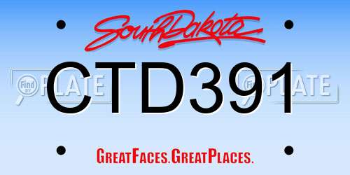 CTD391 South Dakota License Plate