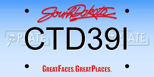 CTD39I South Dakota License Plate