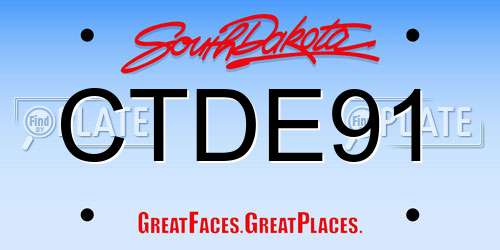 CTDE91 South Dakota License Plate