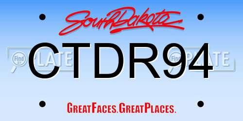 CTDR94 South Dakota License Plate