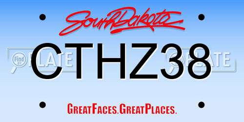 CTHZ38 South Dakota License Plate