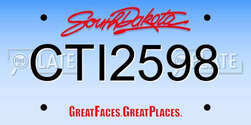 CTI2598 South Dakota License Plate